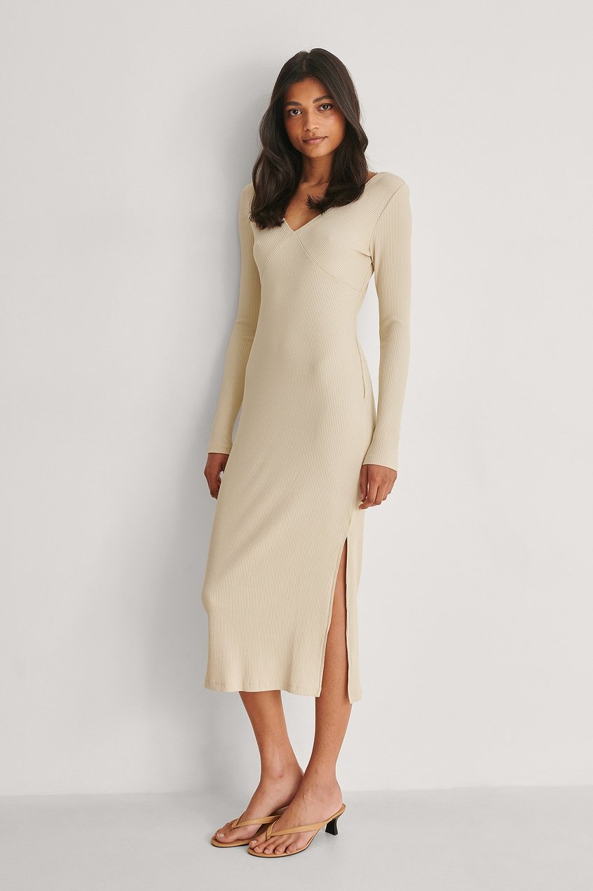 Kleider Jerseykleider | Geripptes schulterfreies Kleid - HB88635