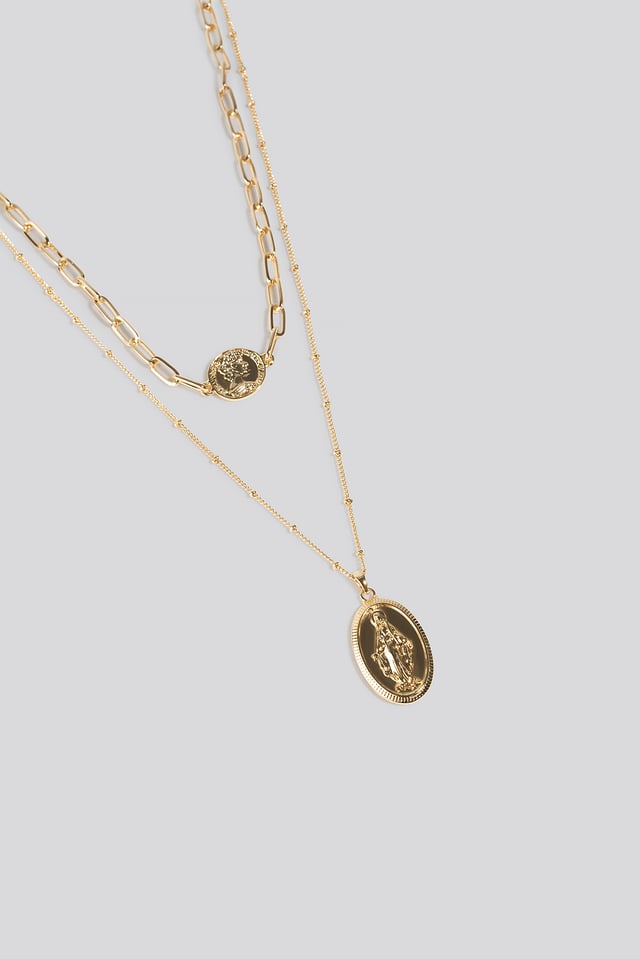 One Coin Layered Necklace Gold