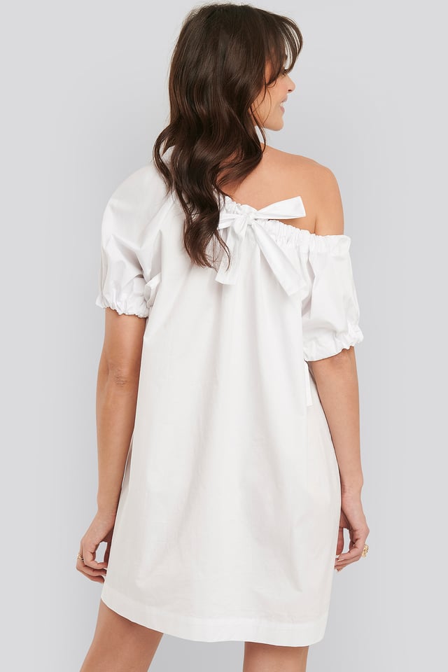 One Shoulder Cotton Dress White