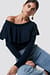 One Shoulder Flounce Knitted Sweater