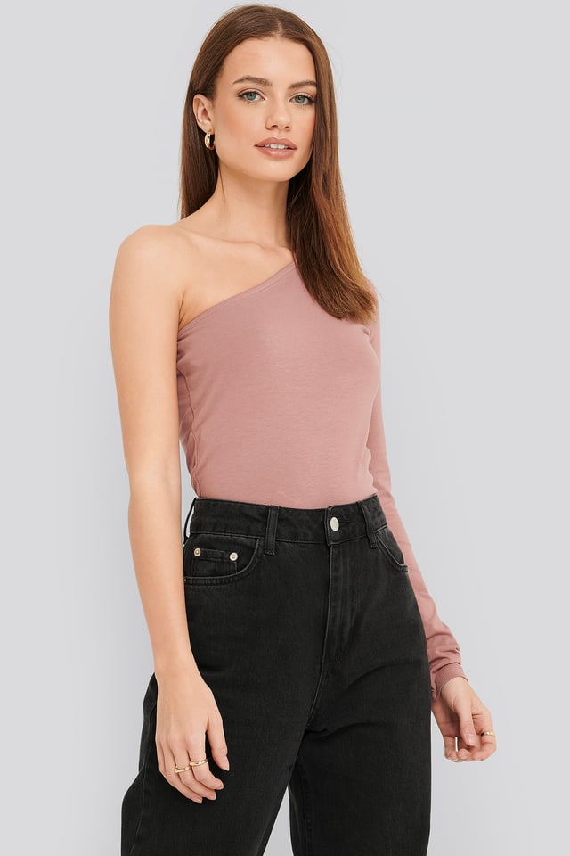 One Shoulder Top Dusty Pink