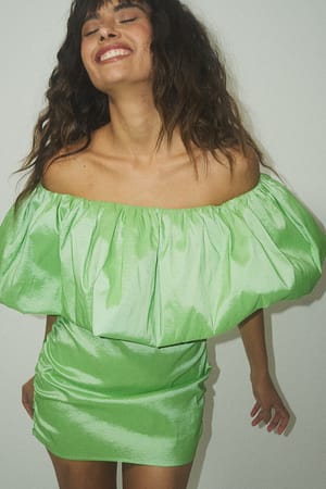 Light Green Midi-jurk met één mouw