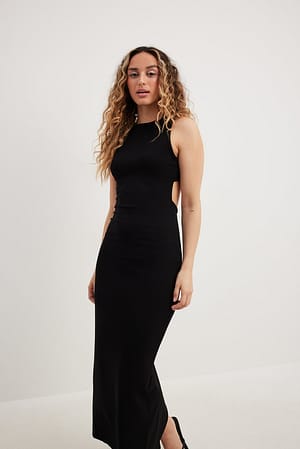 Black Dżersejowa sukienka maxi z odsłoniętymi plecami