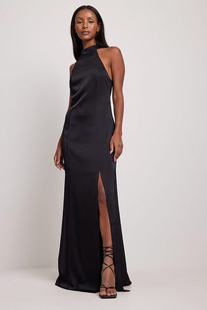 Black Atłasowa długa sukienka