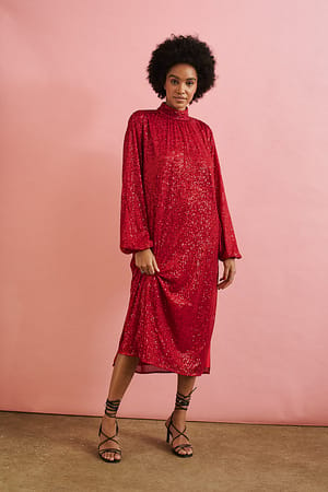 Red Maxi robe à paillettes dos ouvert