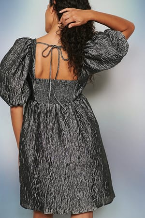Grey Gestructureerde jurk met open rug