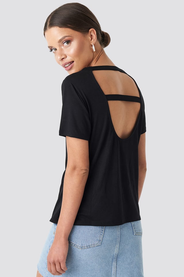 Open Back T-shirt Black