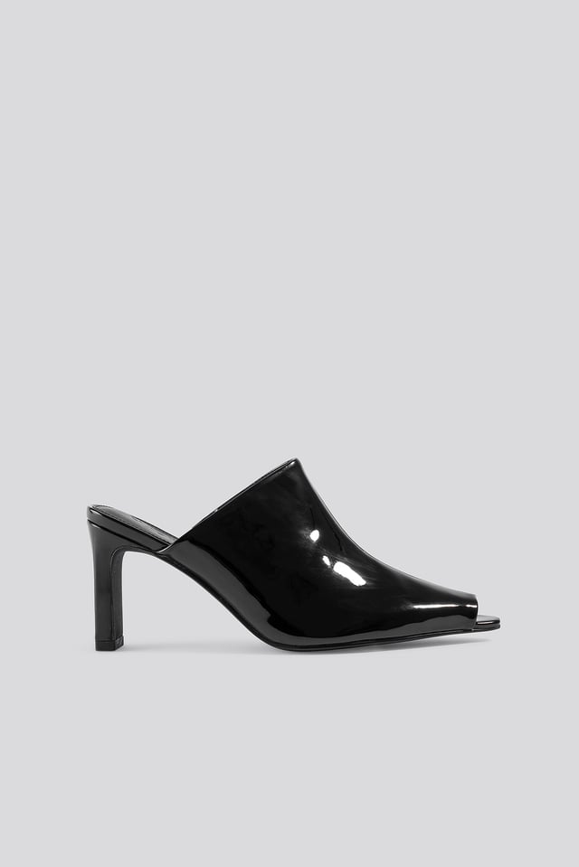 Open Toe Mules Black