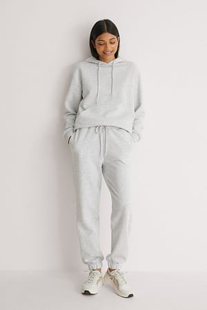 Light Grey Melange Sweatpants med borstad yta och dragsko