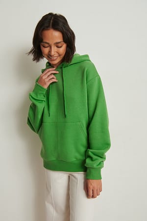 Green Oversize hoodie med borstad yta