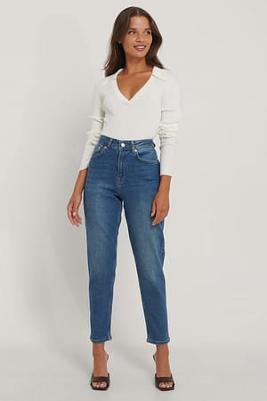 Mid Blue Ekologiska mom-jeans