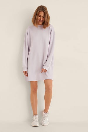 Light Lilac Økologisk oversize sweatshirt kjole