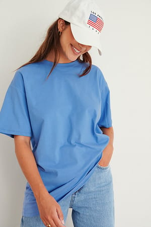 Blue Organische oversized T-shirt met ronde hals