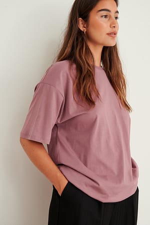 Mauve Camiseta oversize orgánica con cuello redondo