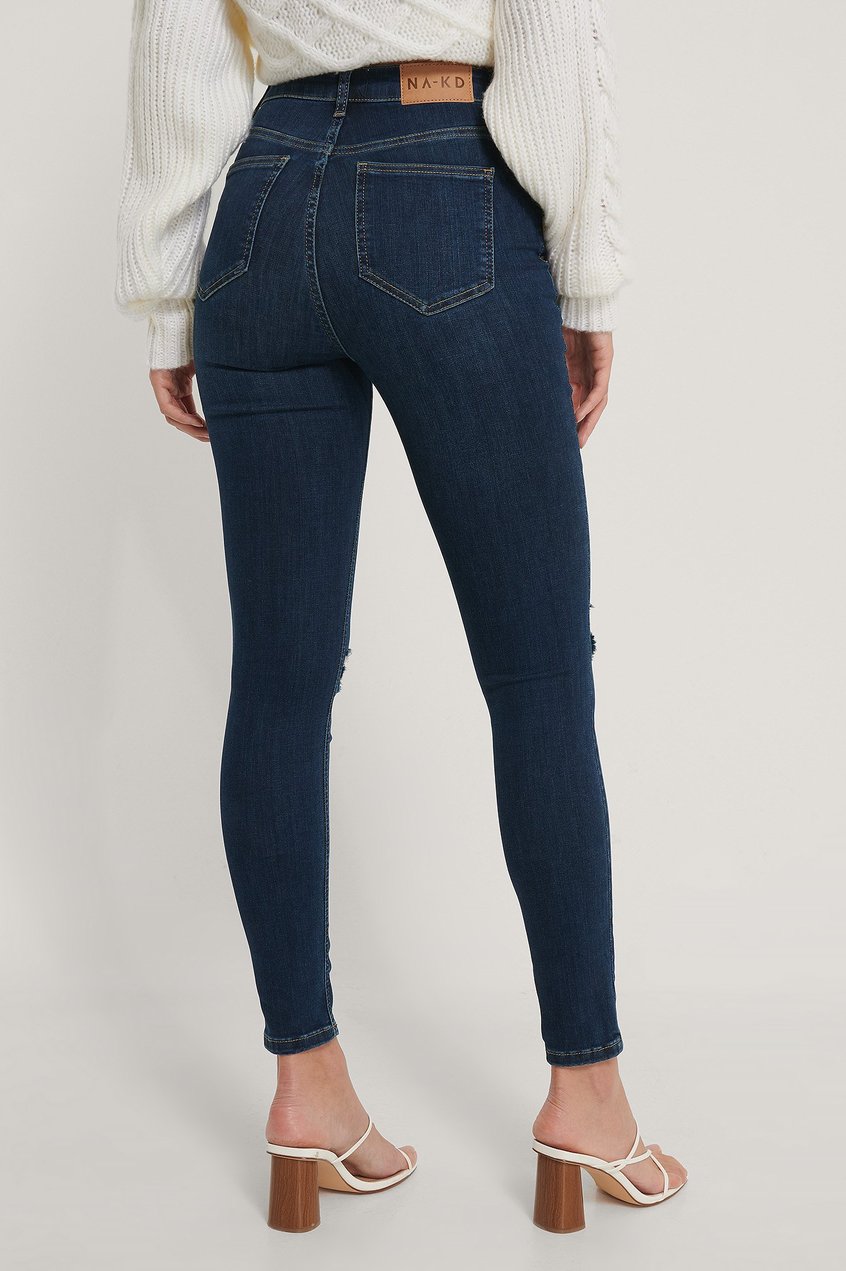 Jeans High Waisted Jeans | Organische Skinny Jeans mit hoher Taille Used-Look - LA51647