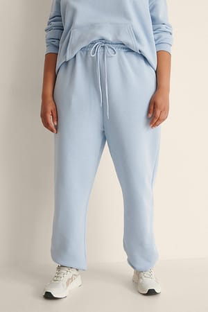 Dusty Blue Zwężane spodnie dresowe z organicznej tkaniny