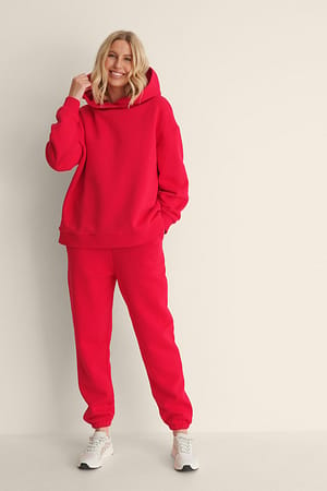 Red Oversized Tapered Sweatpants