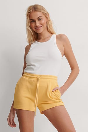 Yellow Organische Kordelzug Sweatshirt Shorts