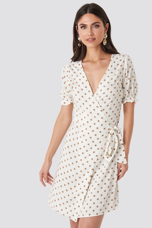 Overlap Dotted Dress White