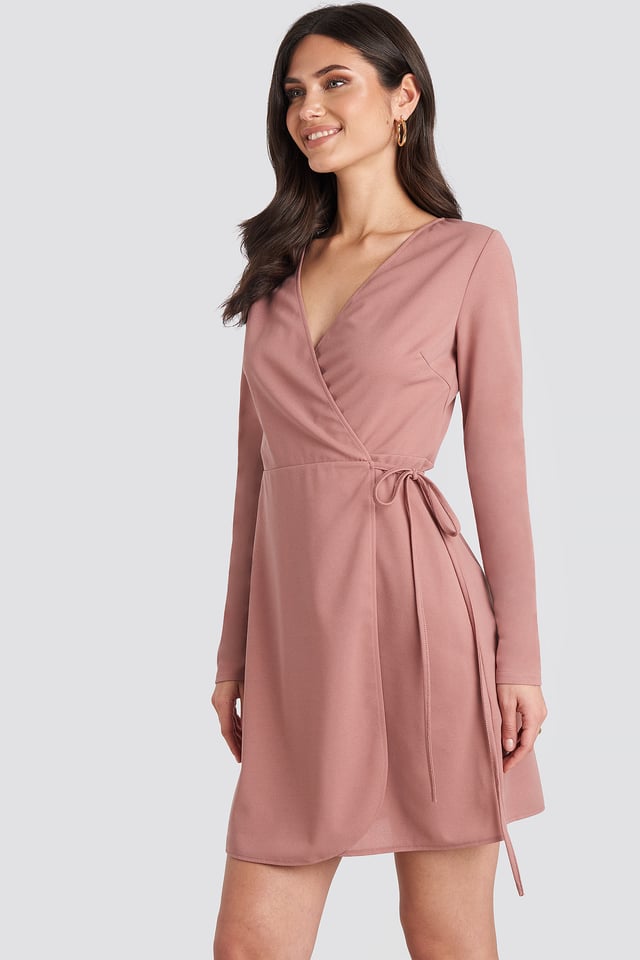 Overlap Dress Dusty Pink