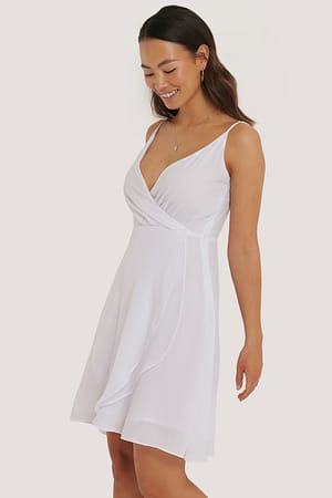 White NA-KD Boho Overlap Flowy Dress