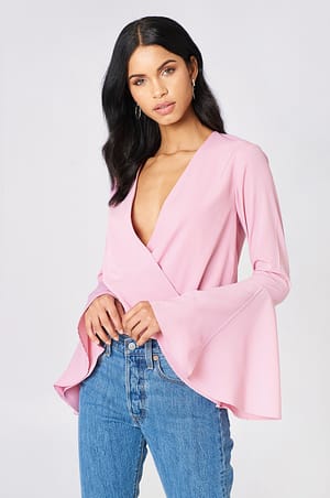 Dusty Pink Overlap Front Blouse