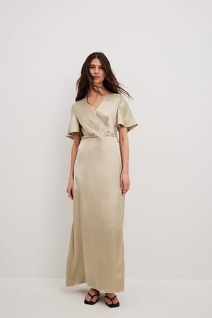 Champagne Overlap Front Maxi Dress