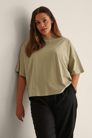 Khaki Økologisk oversized T-skjorte