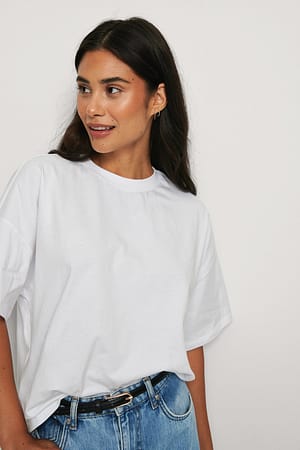 White Oversized T-shirt met 3/4 mouwen