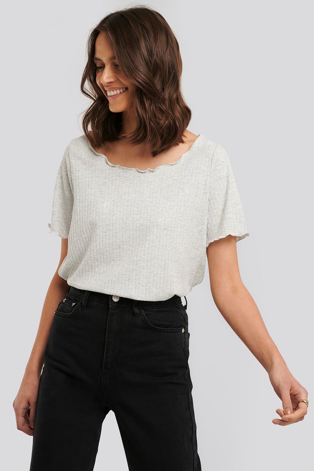 Oversized Babylock Ribbed Tee Light Grey Melange