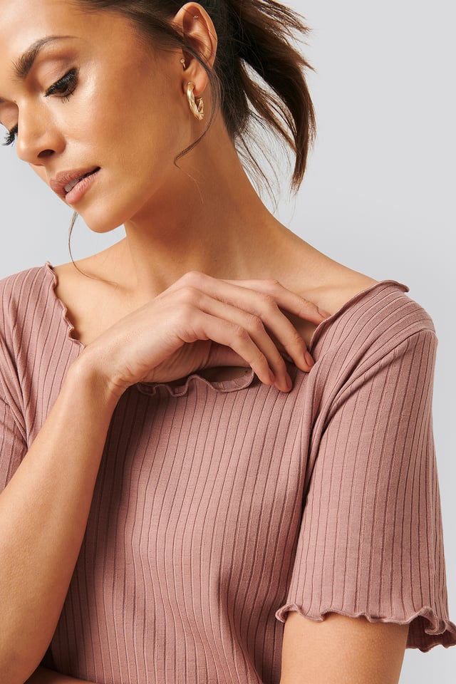 Oversized Babylock Ribbed Tee Dusty Dark Pink