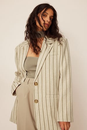 Grey/Beige Stripe Oversize blazer