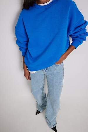 Blue Sweatshirt Escovada Oversize