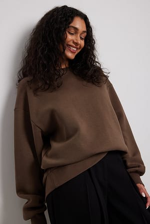Brown Oversized geborsteld sweatshirt