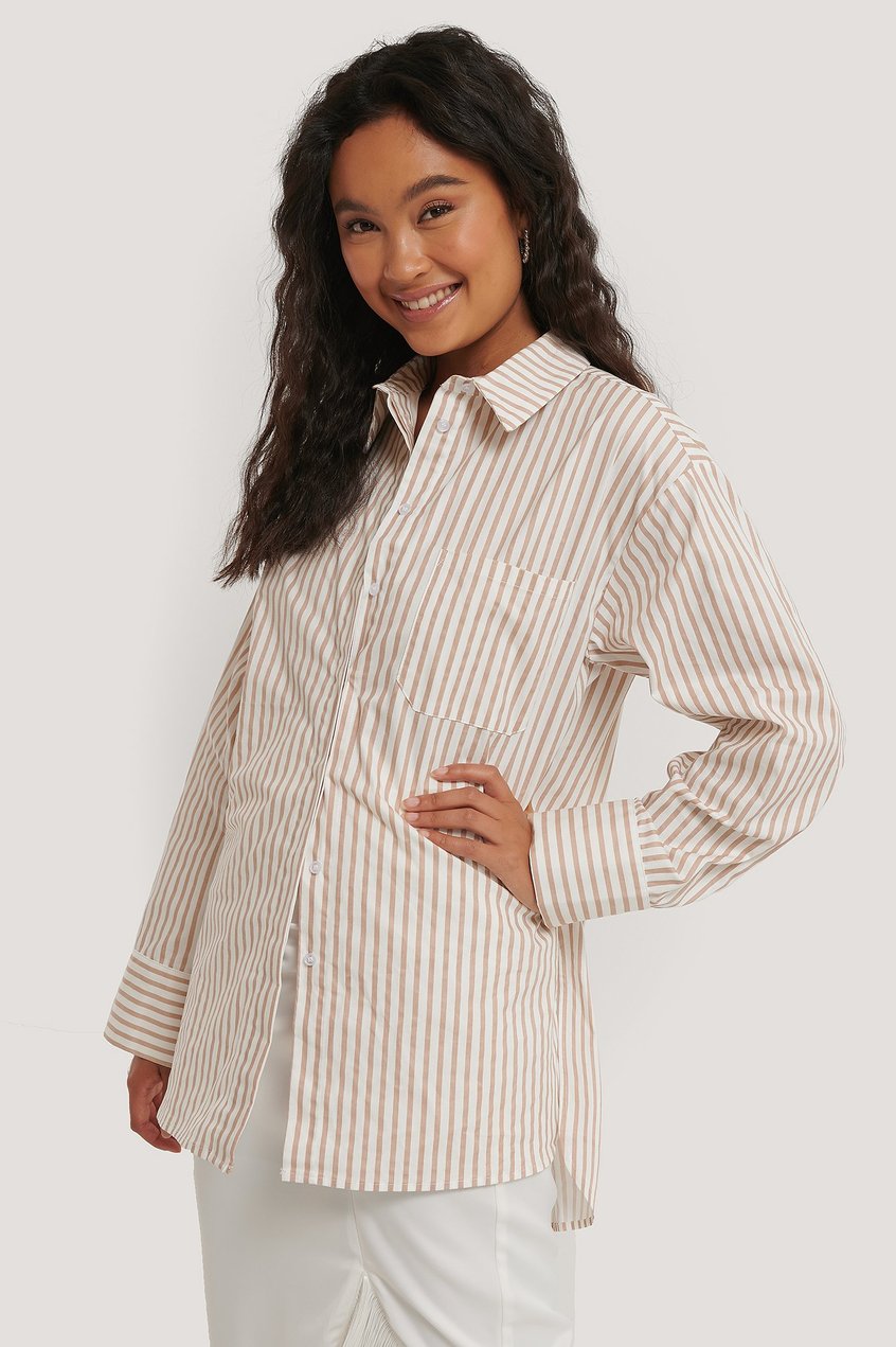 Hemden & Blusen Lange Hemden | Übergroßes Baumwollhemd Mit Tasche - LI65850