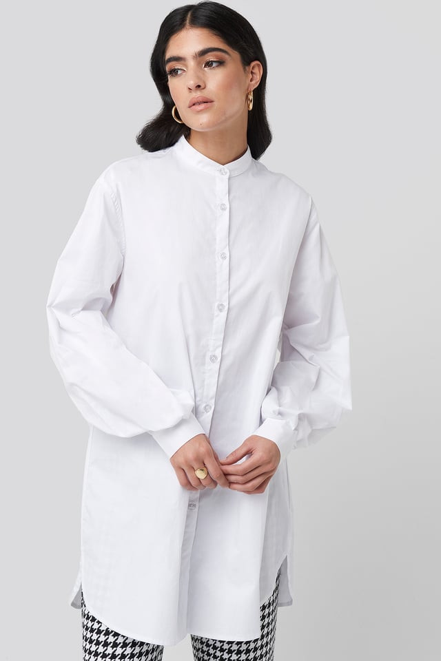 Oversized Cotton Shirt Dress White