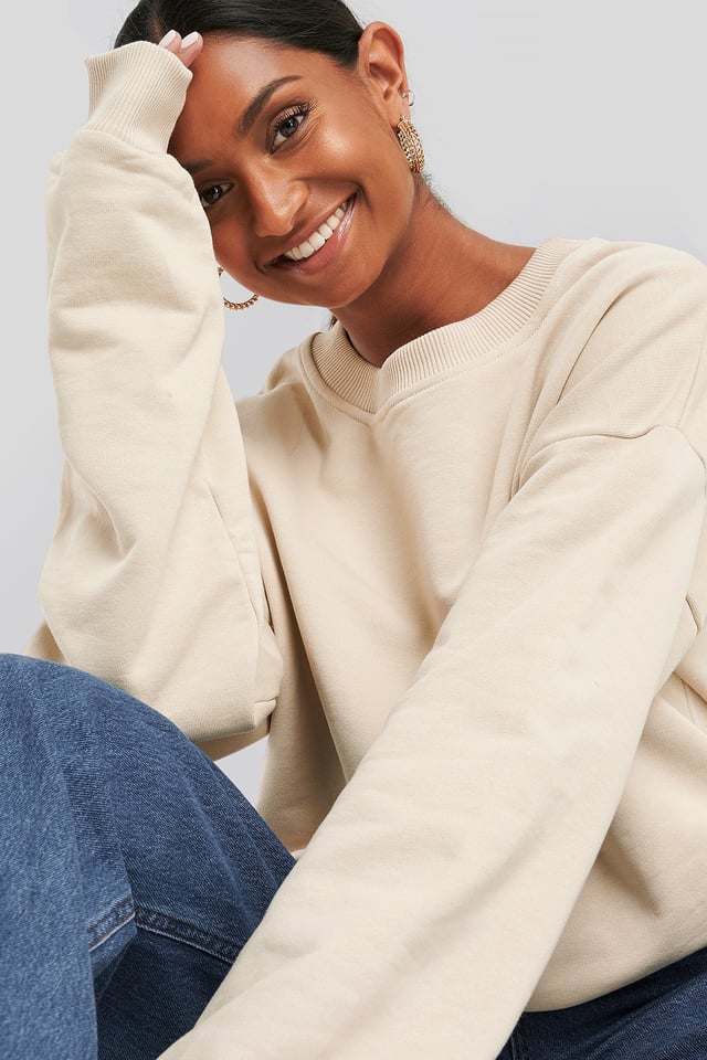 Oversized Crewneck Sweatshirt Beige