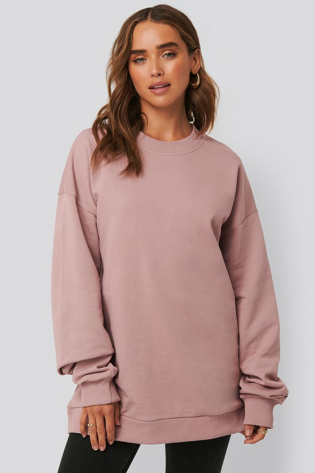 Oversized Crewneck Sweatshirt Dusty Pink Rose