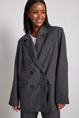 Grey Resirkulert oversized blazer med dobbel knepping