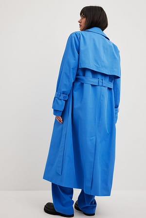Blue Oversized Double Button Trenchcoat
