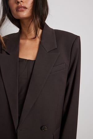 Brown Oversized-fit Double Breasted Blazer