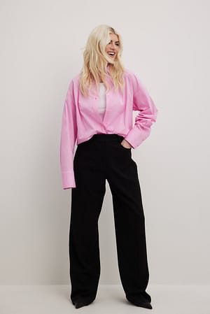Pink Oversized Long Sleeve Cotton Shirt