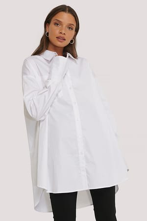 White Oversize skjorte med lomme