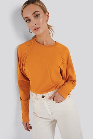 Orange NA-KD Oversized Raglan Sleeve Detailed Sweater