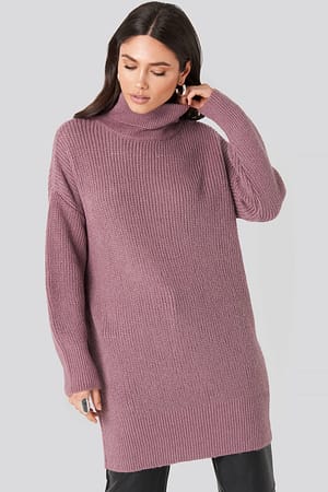 Purple NA-KD Oversized Roll Neck Sweater