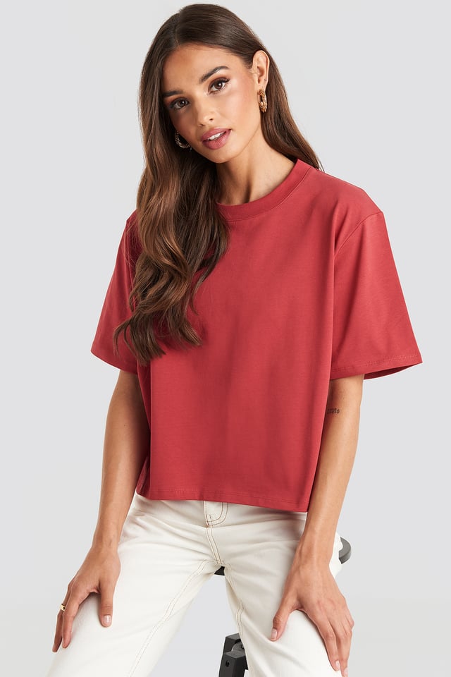 Oversized Short Tee Washed Red