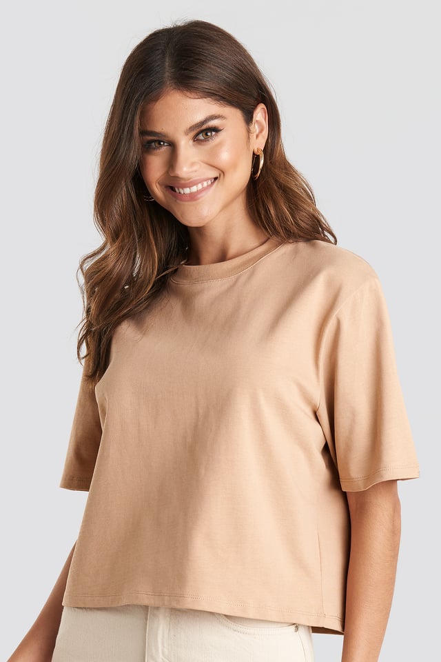 Oversized Short Tee Beige
