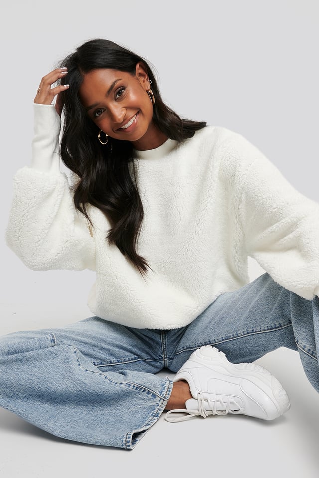 Oversized Teddy Sweatshirt White