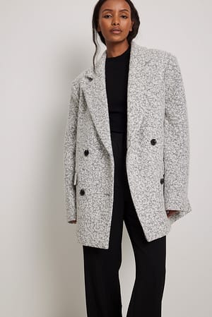 Oversized Wool Blend Blazer Coat Grey | NA-KD
