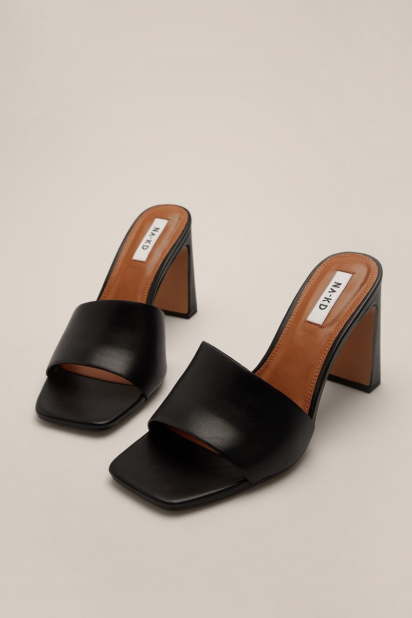 Zapatos Calidad premium | Flared Heel Leather Mules - DE58860